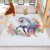 Round Unicorn Horse Flowers Kids Room Rug, Cute Girl Rug For Kids Room, Playground Rug, Baby Rug, Nursery Decor with pillow case gift