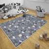 Round Gray Moon Clouds Stars Night Kids Room Rug, Cute Pink Rug Gift For Kids, Kids Room Gift, Kids Room Decor with pillow case gift
