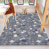 Round Gray Moon Clouds Stars Night Kids Room Rug, Cute Pink Rug Gift For Kids, Kids Room Gift, Kids Room Decor with pillow case gift