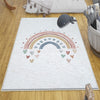 Round Colorful Fairy Rainbow Nursery Room Rug, Cute Pink Rug Gift For Kids, Baby Room Gift, Kids Room Decor with pillow case gift