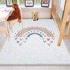 Round Colorful Fairy Rainbow Nursery Room Rug, Cute Pink Rug Gift For Kids, Baby Room Gift, Kids Room Decor with pillow case gift