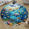 Round Under Sea Fishes Aquarium Nursery Room Rug, Cute Rug Gift For Kids, Baby Room Gift, Kids Room Decor with pillow case gift