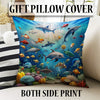 Round Under Sea Fishes Aquarium Nursery Room Rug, Cute Rug Gift For Kids, Baby Room Gift, Kids Room Decor with pillow case gift