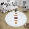 Round Mystic Moon Stars Boho Kids Nursery Room Rug, Cute Rug Gift For Kids, Baby Room Gift, Kids Room Decor with pillow case gift