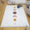Round Mystic Moon Stars Boho Kids Nursery Room Rug, Cute Rug Gift For Kids, Baby Room Gift, Kids Room Decor with pillow case gift