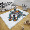 Space Themed Astronaut Kids Nursery Room Rug, Cute Rug Gift For Kids, Baby Room Gift, Kids Room Decor with pillow case gift