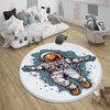 Round Space Themed Astronaut Kids Nursery Room Rug, Cute Rug Gift For Kids, Baby Room Gift, Kids Room Decor with pillow case gift