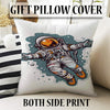 Round Space Themed Astronaut Kids Nursery Room Rug, Cute Rug Gift For Kids, Baby Room Gift, Kids Room Decor with pillow case gift