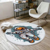 Round Space Themed Astronaut Kids Nursery Room Rug, Cute Rug Gift For Kids, Baby Room Gift, Kids Room Decor with pillow case gift
