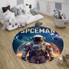 Round Space Man Themed Astronaut Kids Nursery Room Rug, Cute Rug Gift For Kids, Baby Room Gift, Kids Room Decor with pillow case gift