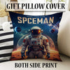 Round Space Man Themed Astronaut Kids Nursery Room Rug, Cute Rug Gift For Kids, Baby Room Gift, Kids Room Decor with pillow case gift