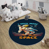 Round Dark Blue Space Themed Astronaut Kids Nursery Room Rug, Cute Rug Gift For Kids, Baby Room Gift, Kids Room Decor with pillow case gift