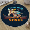 Round Dark Blue Space Themed Astronaut Kids Nursery Room Rug, Cute Rug Gift For Kids, Baby Room Gift, Kids Room Decor with pillow case gift