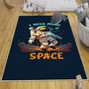 Round Dark Blue Space Themed Astronaut Kids Nursery Room Rug, Cute Rug Gift For Kids, Baby Room Gift, Kids Room Decor with pillow case gift