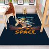 Round Dark Blue Space Themed Astronaut Kids Nursery Room Rug, Cute Rug Gift For Kids, Baby Room Gift, Kids Room Decor with pillow case gift