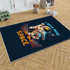 Round Dark Blue Space Themed Astronaut Kids Nursery Room Rug, Cute Rug Gift For Kids, Baby Room Gift, Kids Room Decor with pillow case gift