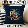 Round Dark Blue Space Themed Astronaut Kids Nursery Room Rug, Cute Rug Gift For Kids, Baby Room Gift, Kids Room Decor with pillow case gift