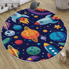 Round Space Planets Kids Nursery Room Rug, Cute Washable Non-Slip Rug Gift For Kids, Baby Room Gift, Kids Room Decor with pillow case gift