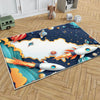 Round Galaxy Space Planets Kids Nursery Room Rug, Washable Non-Slip Rug Gift For Kids, Baby Room Gift, Kids Room Decor with pillow case gift