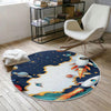 Round Galaxy Space Planets Kids Nursery Room Rug, Washable Non-Slip Rug Gift For Kids, Baby Room Gift, Kids Room Decor with pillow case gift