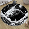 Round Black White Space Planets Moon Kids Nursery Room Rug, Washable Non-Slip Rug Gift For Kids, Baby Kids Room Decor with pillow case gift