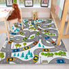 Round City Road Kids Play Mat|Car Road Nursery Rug|Traffic Activity Rug|Anti-Slip Toddler Rug|Washable Playroom Carpet with pillow case gift