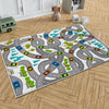 Round City Road Kids Play Mat|Car Road Nursery Rug|Traffic Activity Rug|Anti-Slip Toddler Rug|Washable Playroom Carpet with pillow case gift