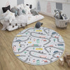 Round City Road Kids Play Mat|Car Road Nursery Rug|Traffic Activity Rug|Anti-Slip Toddler Rug|Washable Playroom Carpet with pillow case gift