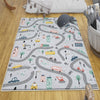 Round City Road Kids Play Mat|Car Road Nursery Rug|Traffic Activity Rug|Anti-Slip Toddler Rug|Washable Playroom Carpet with pillow case gift
