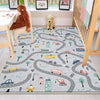 Round City Road Kids Play Mat|Car Road Nursery Rug|Traffic Activity Rug|Anti-Slip Toddler Rug|Washable Playroom Carpet with pillow case gift