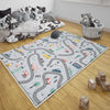 Round City Road Kids Play Mat|Car Road Nursery Rug|Traffic Activity Rug|Anti-Slip Toddler Rug|Washable Playroom Carpet with pillow case gift