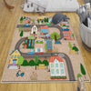 Round City Road Kids Play Mat|Car Road Nursery Rug|Traffic Activity Rug|Anti-Slip Toddler Rug|Washable Playroom Carpet with pillow case gift