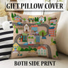 Round City Road Kids Play Mat|Car Road Nursery Rug|Traffic Activity Rug|Anti-Slip Toddler Rug|Washable Playroom Carpet with pillow case gift