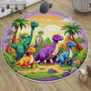 Round Dinosaurs Themed Nursery Room Rug, Washable Non-Slip Jurassic Rug Gift For Kids, Baby Room Gift, Kids Room Decor with pillow case gift