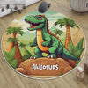 Round Dinosaurs Themed Nursery Room Rug, Washable Non-Slip Jurassic Rug Gift For Kids, Baby Room Gift, Kids Room Decor with pillow case gift
