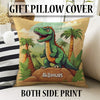 Round Dinosaurs Themed Nursery Room Rug, Washable Non-Slip Jurassic Rug Gift For Kids, Baby Room Gift, Kids Room Decor with pillow case gift