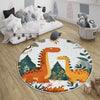 Round Dinosaurs Themed Nursery Room Rug, Washable Non-Slip Jurassic Rug Gift For Kids, Baby Room Gift, Kids Room Decor with pillow case gift