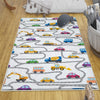 Round Road Construction Vehicles Kids Room Rug-Crane Bulldozer Excavator Mat-Heavy Equipment Playmat-Nursery Carpet with pillow case gift