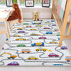 Round Road Construction Vehicles Kids Room Rug-Crane Bulldozer Excavator Mat-Heavy Equipment Playmat-Nursery Carpet with pillow case gift