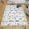 Road Construction Vehicles Kids Room Rug-Crane Bulldozer Excavator Mat-Heavy Equipment Playmat-Nursery Carpet with pillow case gift