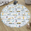 Road Construction Vehicles Kids Room Rug-Crane Bulldozer Excavator Mat-Heavy Equipment Playmat-Nursery Carpet with pillow case gift
