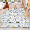 Round Road Construction Vehicles Kids Room Rug-Crane Bulldozer Excavator Mat-Heavy Equipment Playmat-Nursery Carpet with pillow case gift