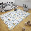 Round Road Construction Vehicles Kids Room Rug-Crane Bulldozer Excavator Mat-Heavy Equipment Playmat-Nursery Carpet with pillow case gift