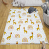 Safari Animal Giraffe Rainbow Nursery Room Rug, Cute Animals Rug Gift For Kids, Baby Shower Rug, Baby Gift, Nursery Decor with pillow case gift