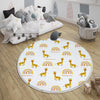 Round Safari Animal Giraffe Rainbow Nursery Rug, Cute Animals Rug Gift For Kids, Baby Shower Rug, Nursery Room Decor with pillow case gift