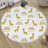 Round Safari Animal Giraffe Rainbow Nursery Rug, Cute Animals Rug Gift For Kids, Baby Shower Rug, Nursery Room Decor with pillow case gift