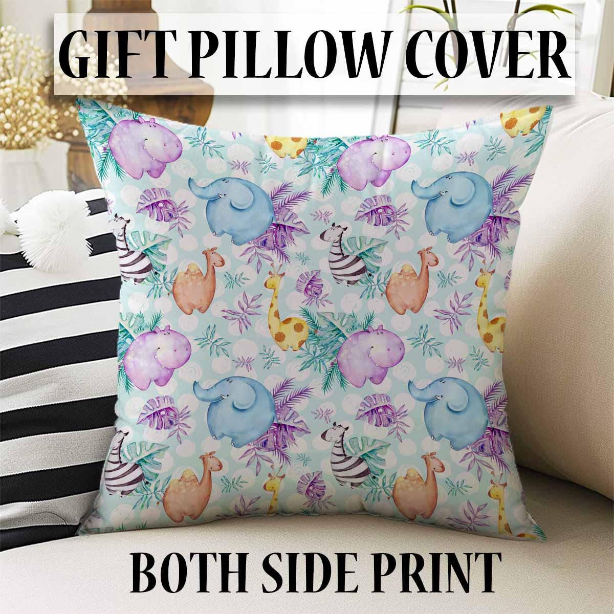 Safari Animal Giraffe Zebra Elephant Nursery Rug|Cute Animal Rug Gift For Kids|Baby Shower Rug|Baby Gift Nursery Decor with pillow case gift