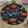 Round Basketball Balls Kids Play Room Rug, Cute Sport Rug Gift For Kid, Baby Kids Room Gift, Kids Room Decor with pillow case gift