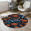 Round Basketball Balls Kids Play Room Rug, Cute Sport Rug Gift For Kid, Baby Kids Room Gift, Kids Room Decor with pillow case gift