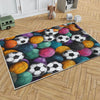 Round Colorful Football Balls Kids Play Room Rug, Cute Sport Rug Gift For Kid, Baby Kids Room Gift, Kids Room Decor with pillow case gift